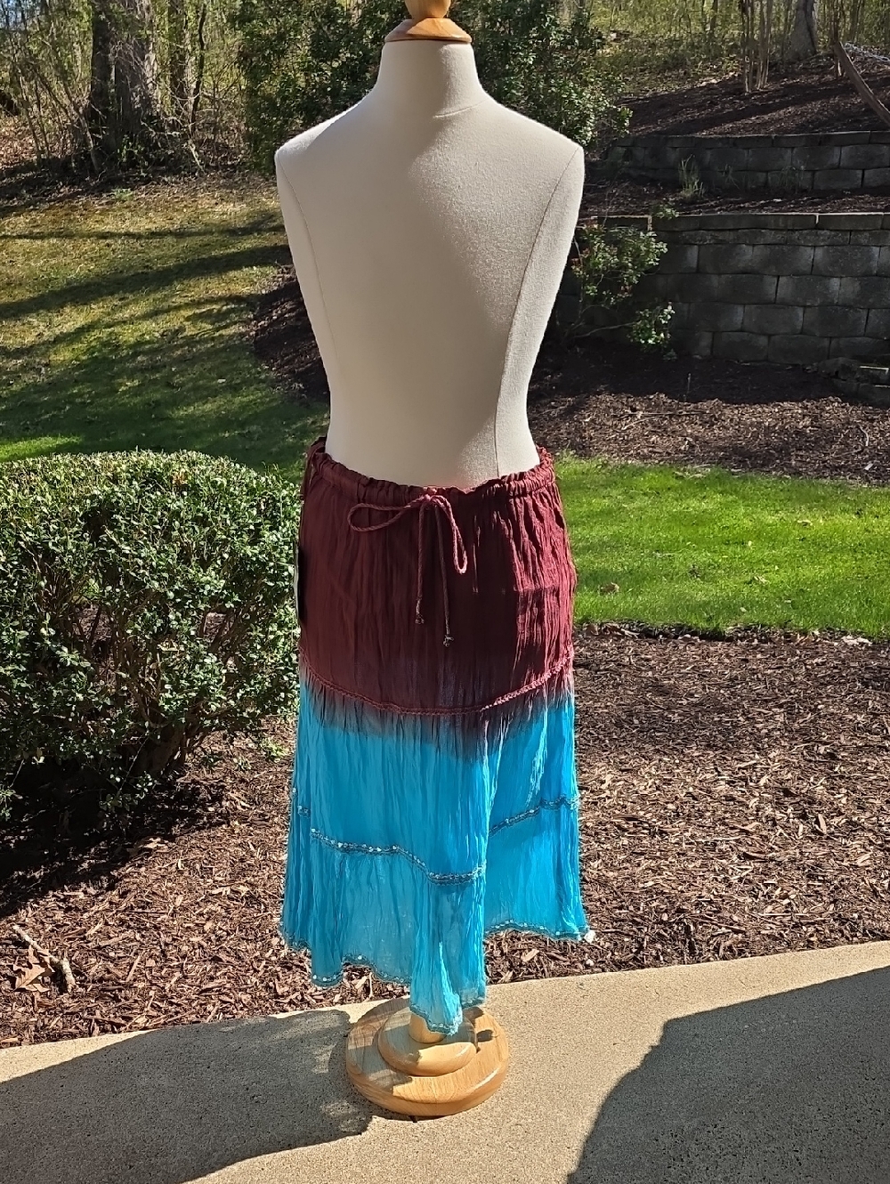 Tokyo Denim Boho Crinkle Maxi Skirt
